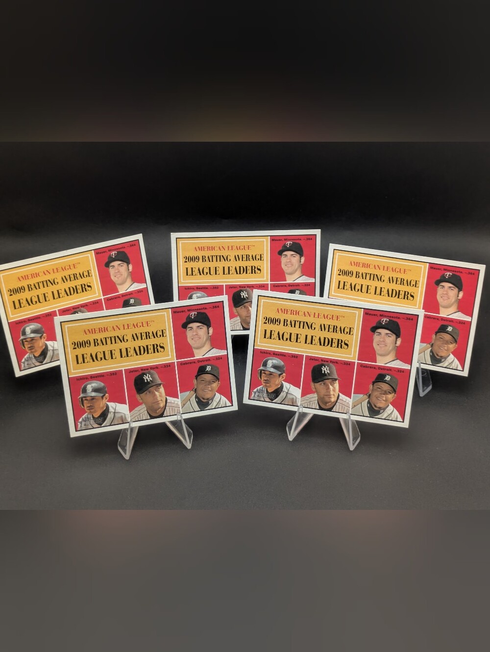 2010 Topps Heritage League Leaders Derek Jeter Ichiro Suzuki Joe Mauer All HOF